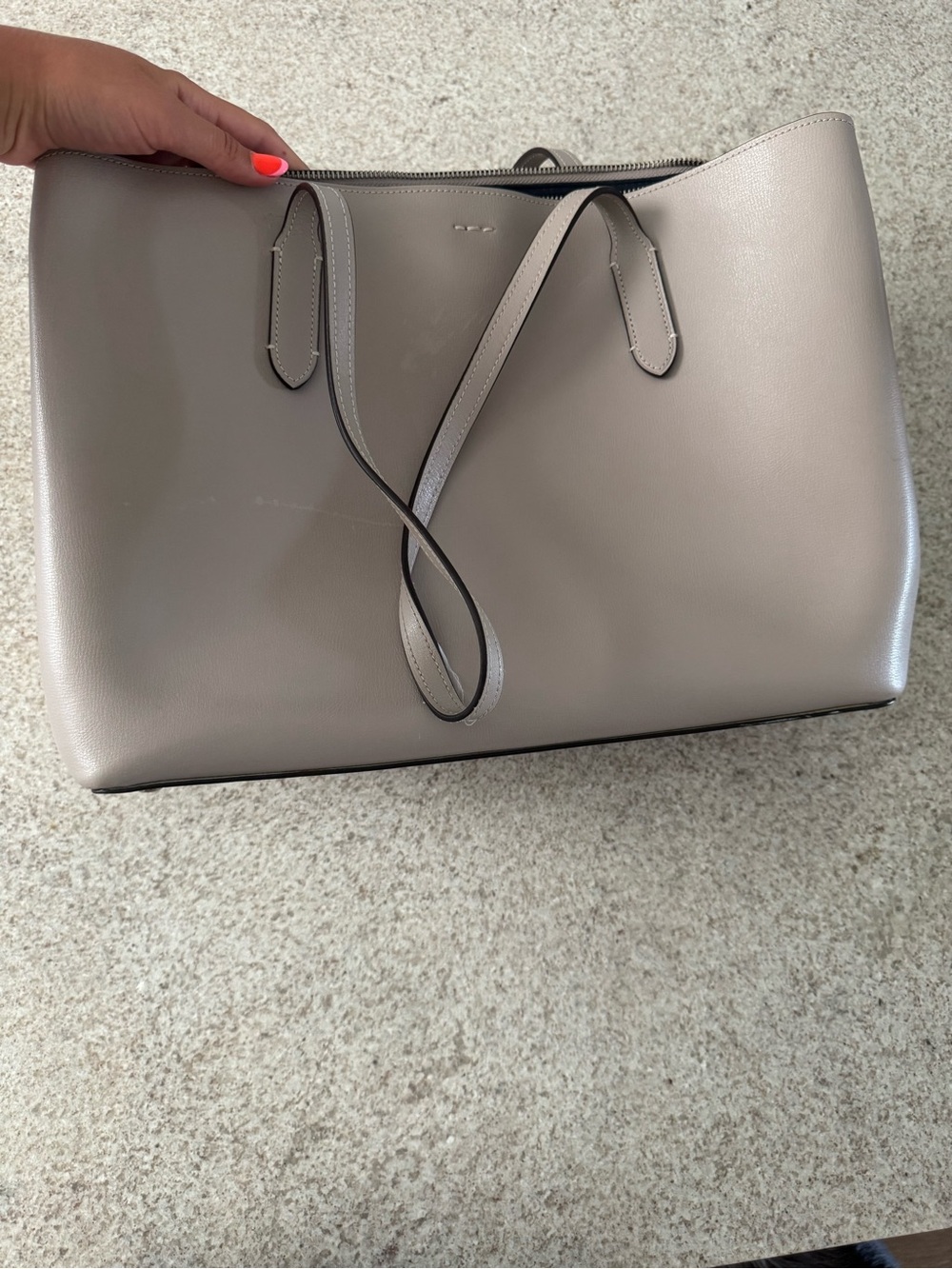 Coach Taupe Leather Double-Handle Tote - Picture 5 of 8